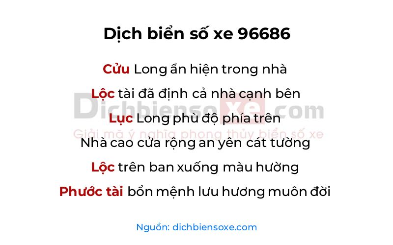 Dịch thơ biển số 96686