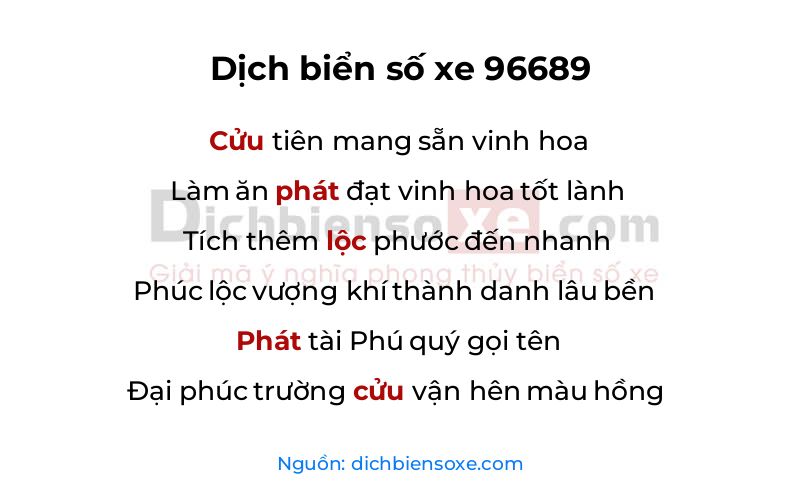 Dịch thơ biển số 96689