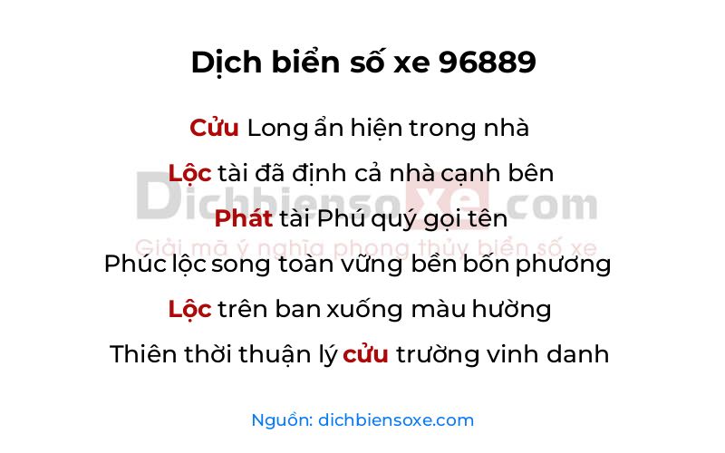 Dịch thơ biển số 96889