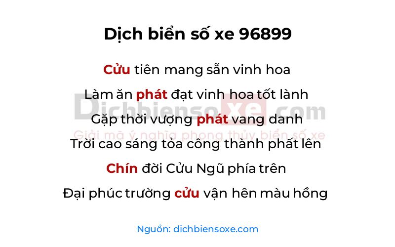 Dịch thơ biển số 96899