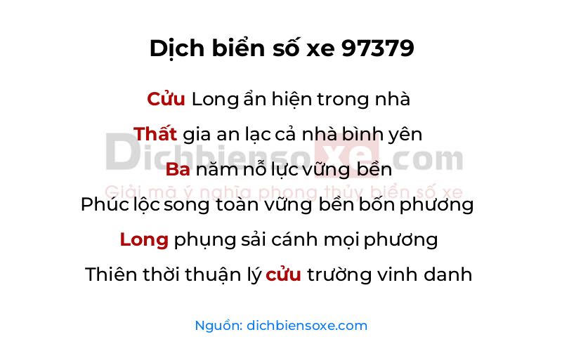 Dịch thơ biển số 97379