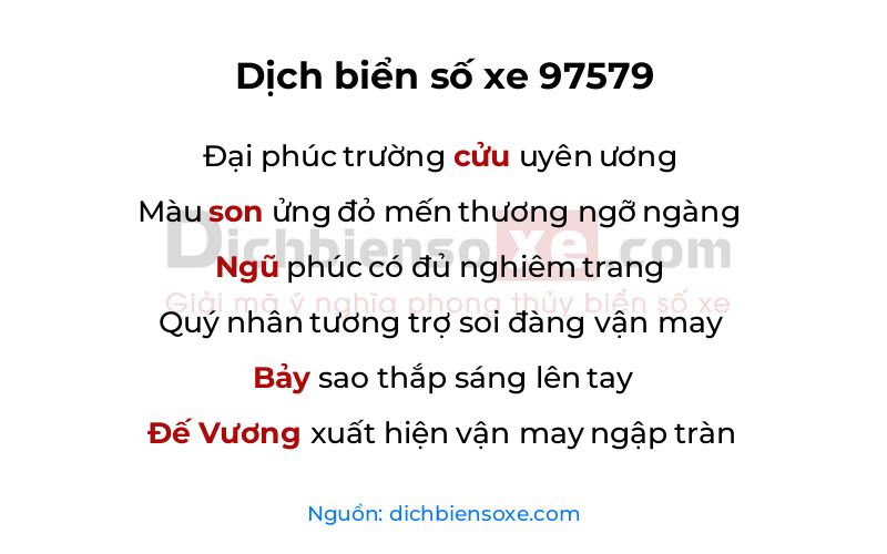 Dịch thơ biển số 97579