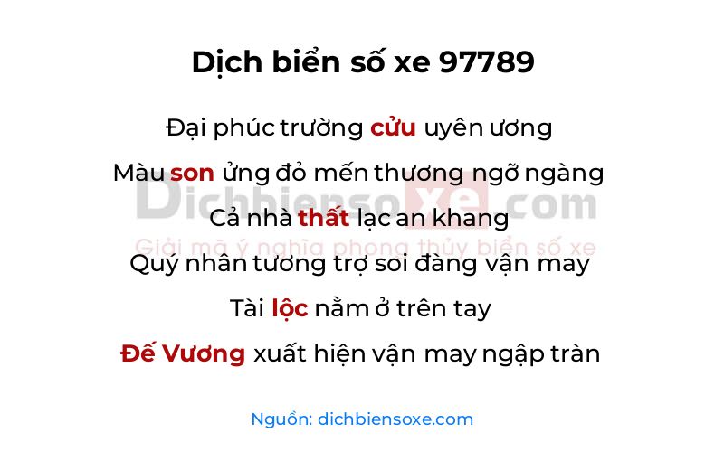 Dịch thơ biển số 97789