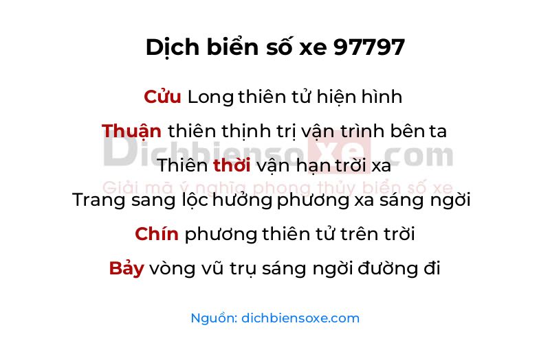 Dịch thơ biển số 97797