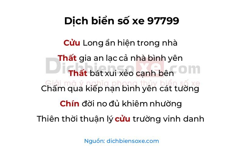 Dịch thơ biển số 97799