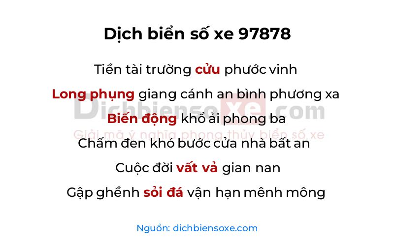 Dịch thơ biển số 97878