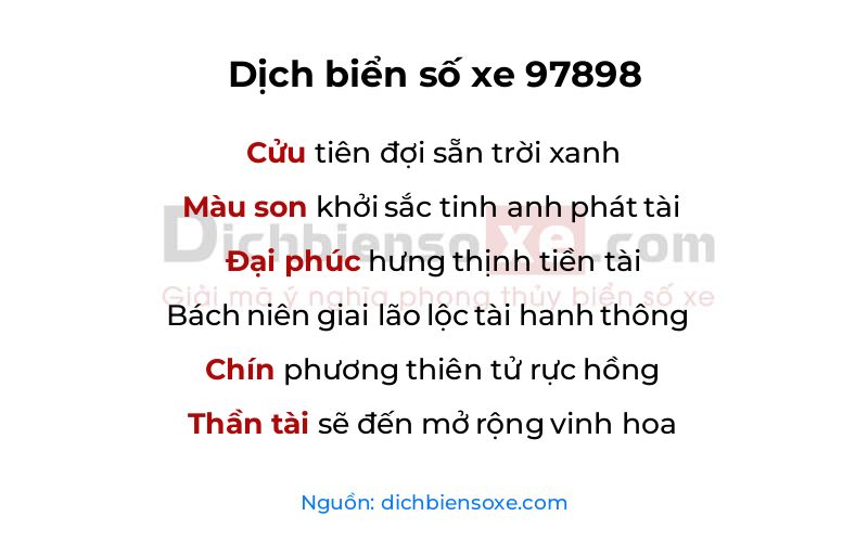 Dịch thơ biển số 97898