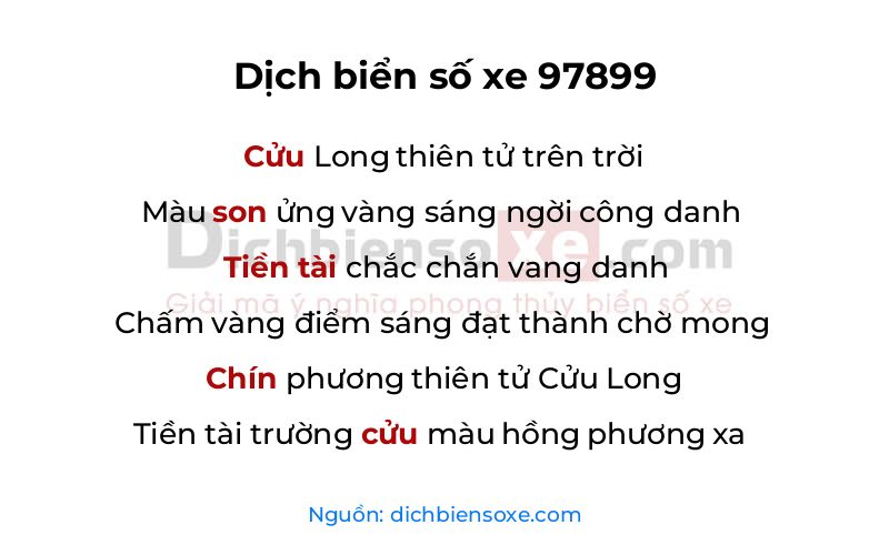 Dịch thơ biển số 97899