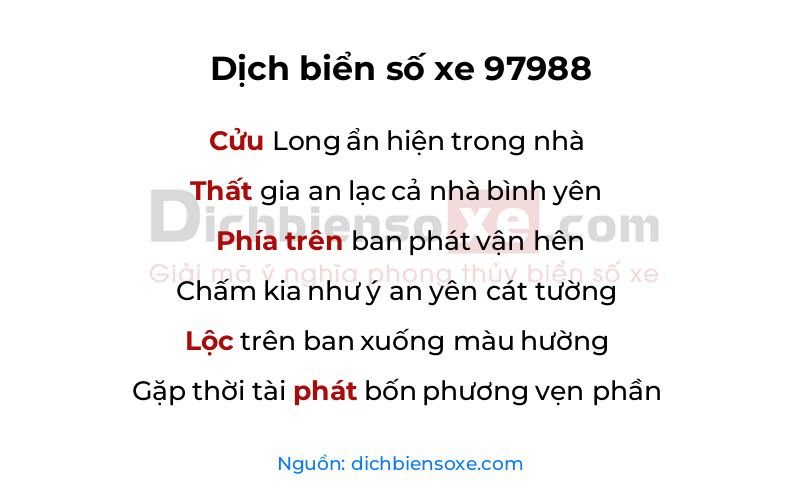 Dịch thơ biển số 97988