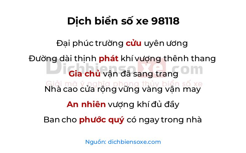 Dịch thơ biển số 98118