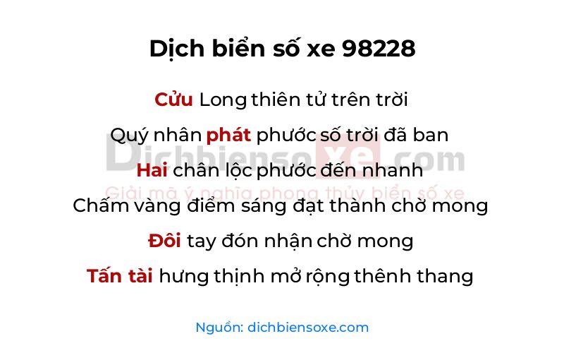 Dịch thơ biển số 98228