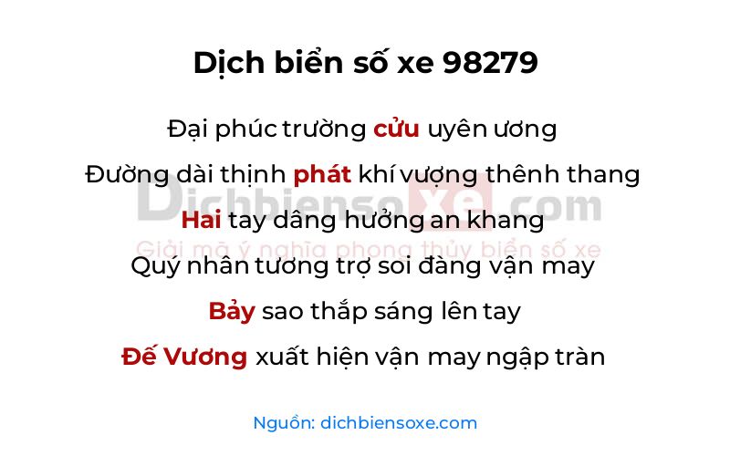 Dịch thơ biển số 98279