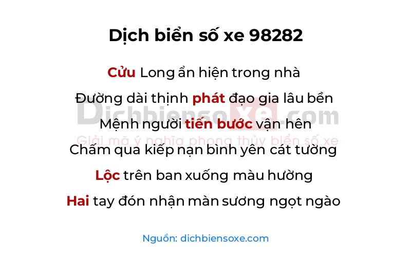 Dịch thơ biển số 98282