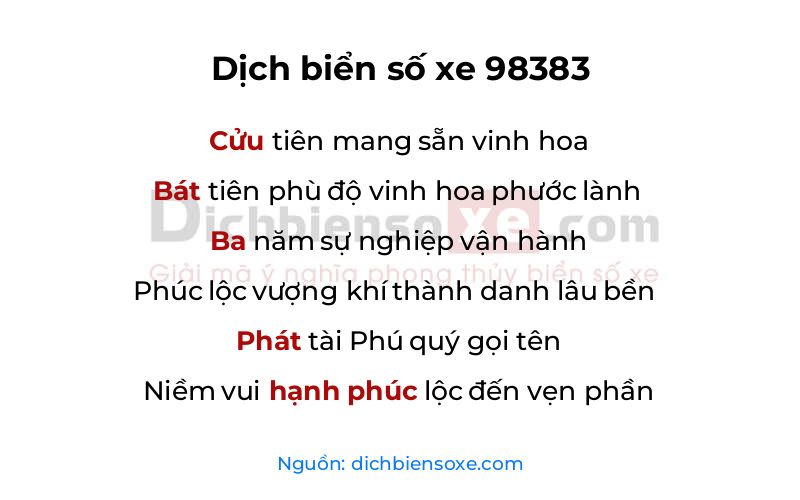 Dịch thơ biển số 98383