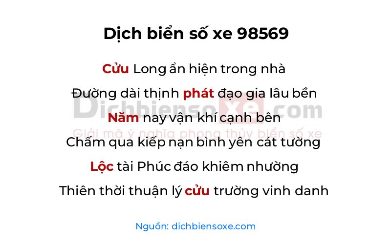 Dịch thơ biển số 98569