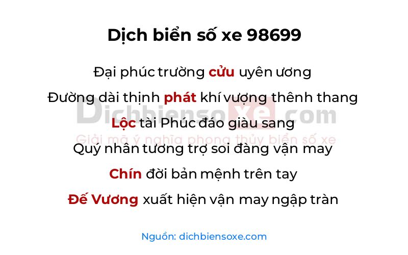 Dịch thơ biển số 98699
