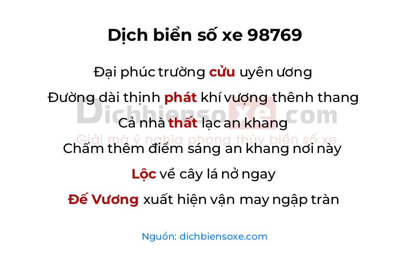 Dịch thơ biển số 98769