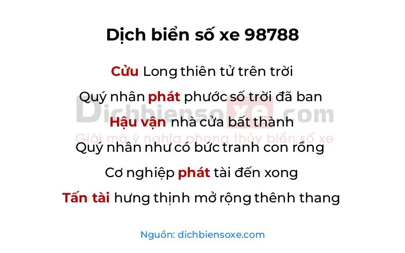 Dịch thơ biển số 98788