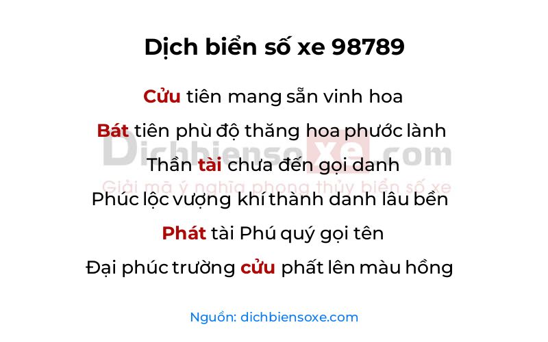 Dịch thơ biển số 98789