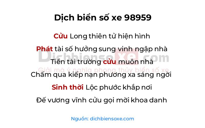 Dịch thơ biển số 98959