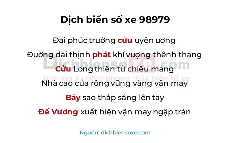 Dịch thơ biển số 98979