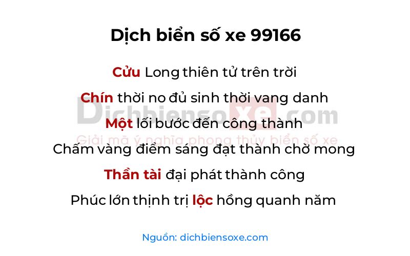 Dịch thơ biển số 99166