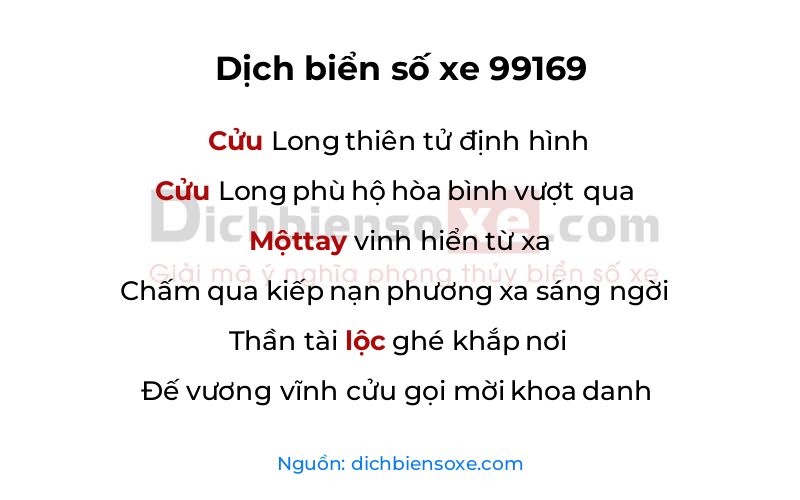 Dịch thơ biển số 99169