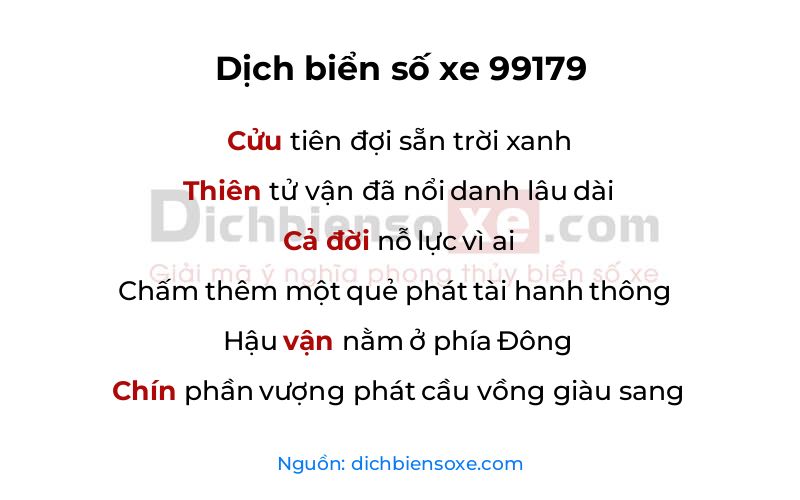 Dịch thơ biển số 99179