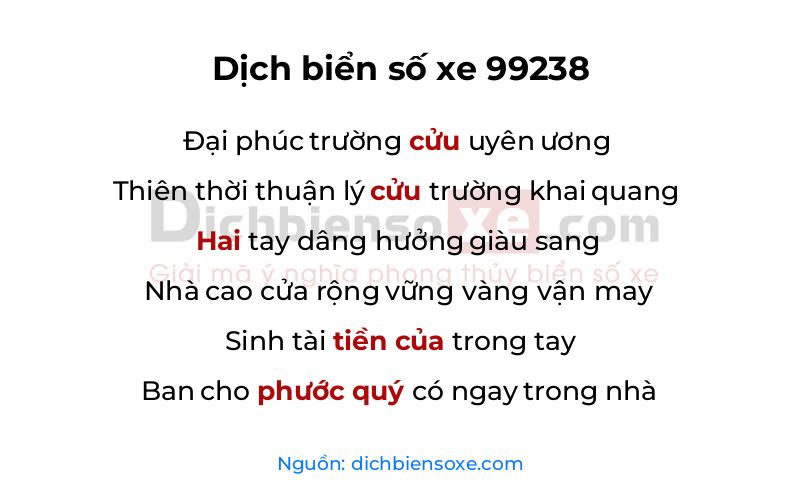Dịch thơ biển số 99238