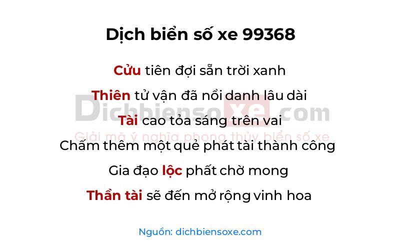 Dịch thơ biển số 99368