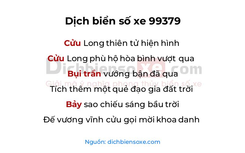 Dịch thơ biển số 99379