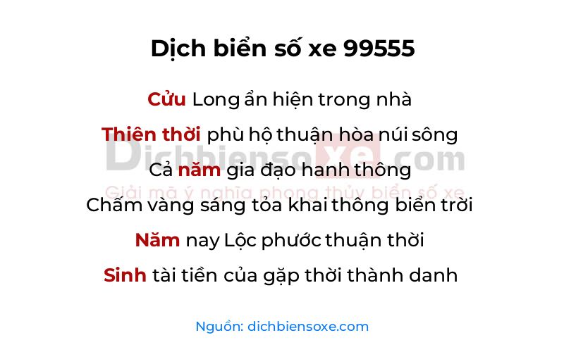 Dịch thơ biển số 99555