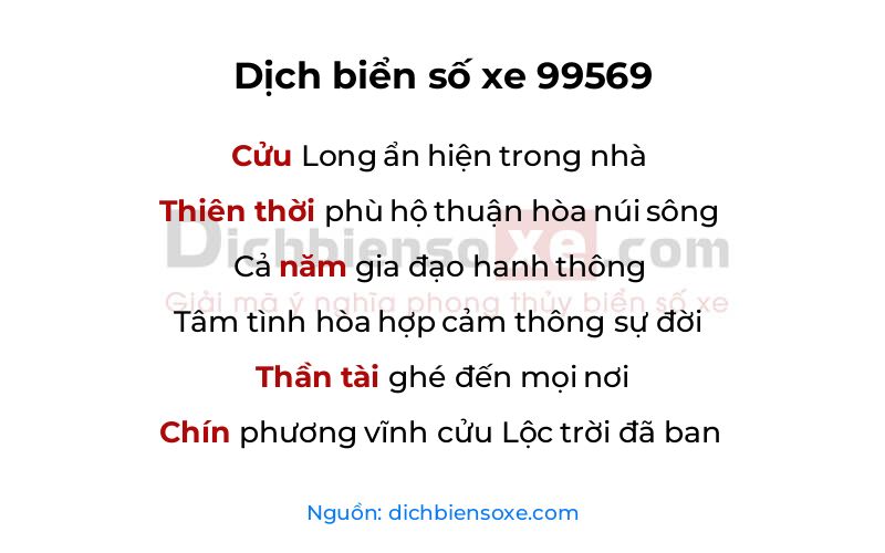 Dịch thơ biển số 99569