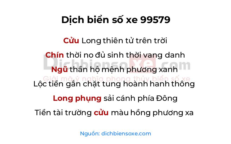 Dịch thơ biển số 99579