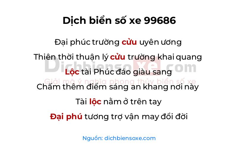 Dịch thơ biển số 99686