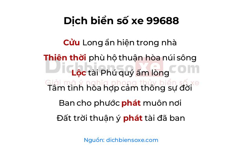 Dịch thơ biển số 99688