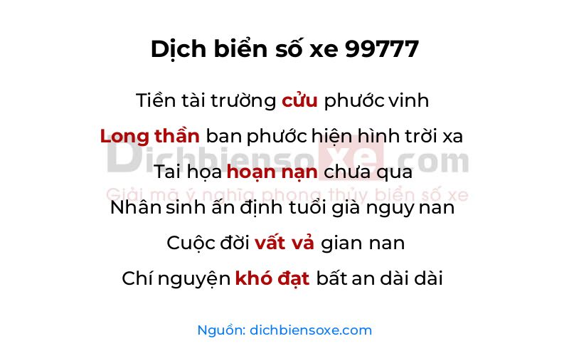 Dịch thơ biển số 99777