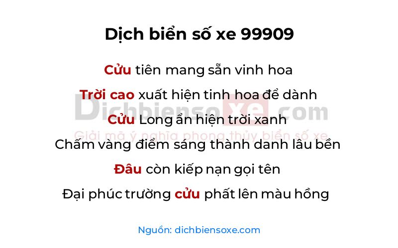 Dịch thơ biển số 99909