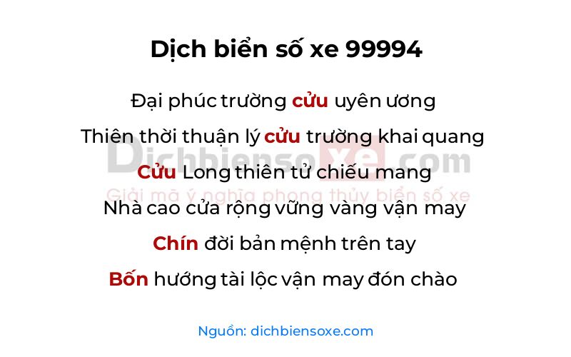 Dịch thơ biển số 99994