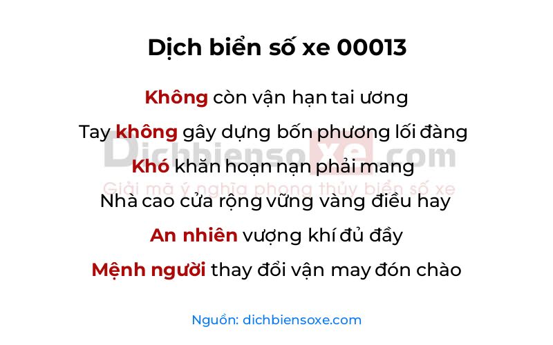 Dịch thơ biển số 00013