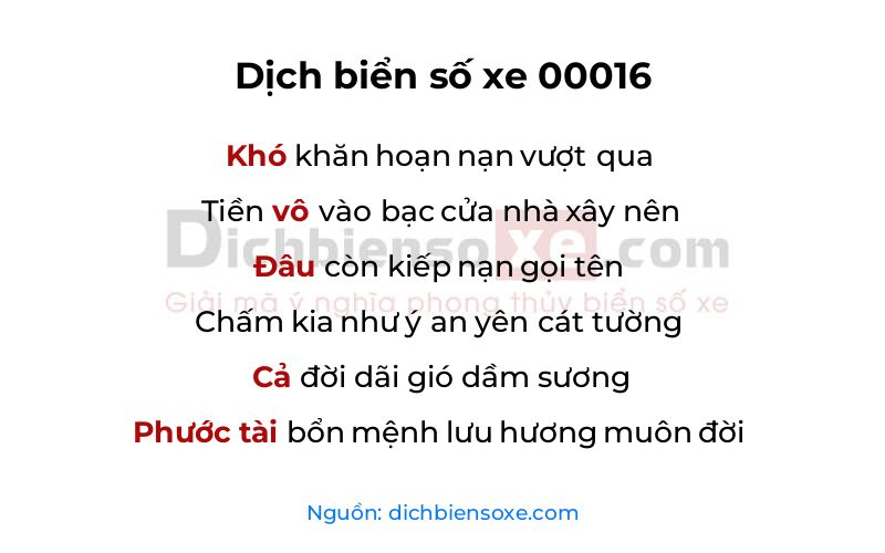 Dịch thơ biển số 00016