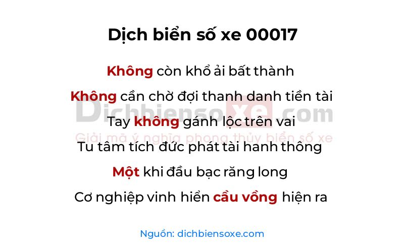 Dịch thơ biển số 00017