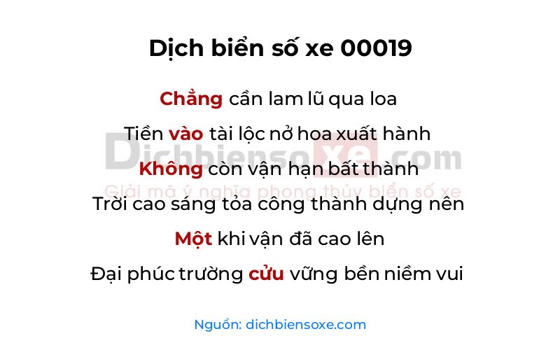 Dịch thơ biển số 00019