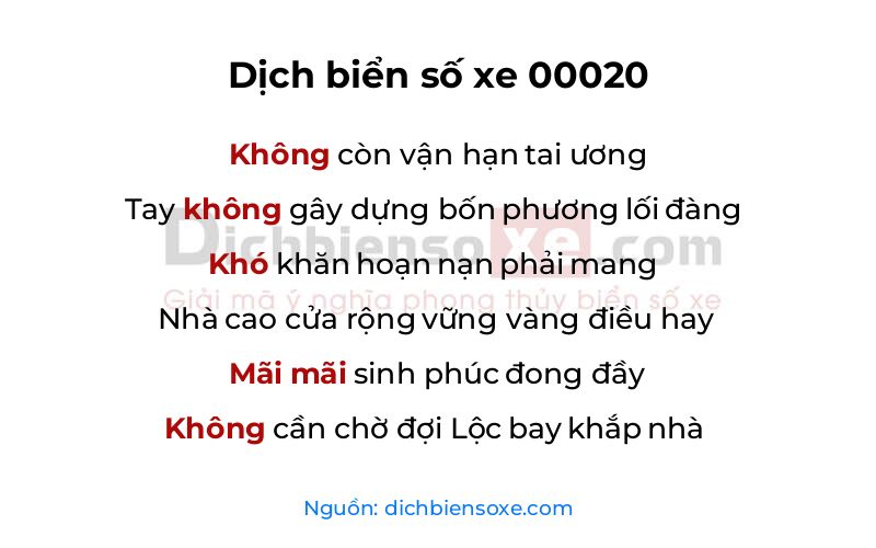Dịch thơ biển số 00020