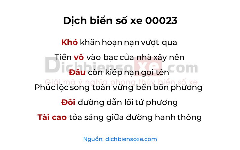 Dịch thơ biển số 00023