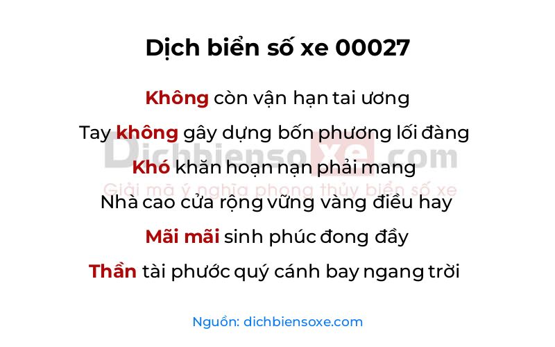 Dịch thơ biển số 00027