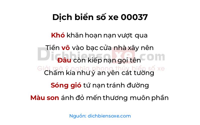 Dịch thơ biển số 00037