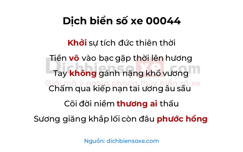 Dịch thơ biển số 00044