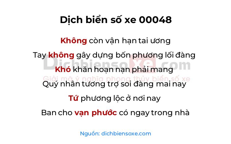 Dịch thơ biển số 00048