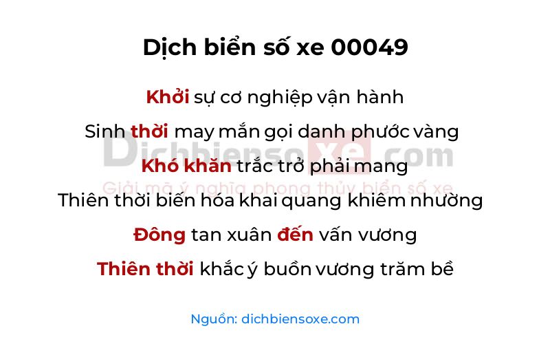 Dịch thơ biển số 00049